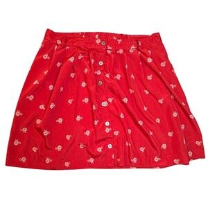 Xhilaration Skirt Womens XL Red Bicycle Print A-Line Mini Button Front